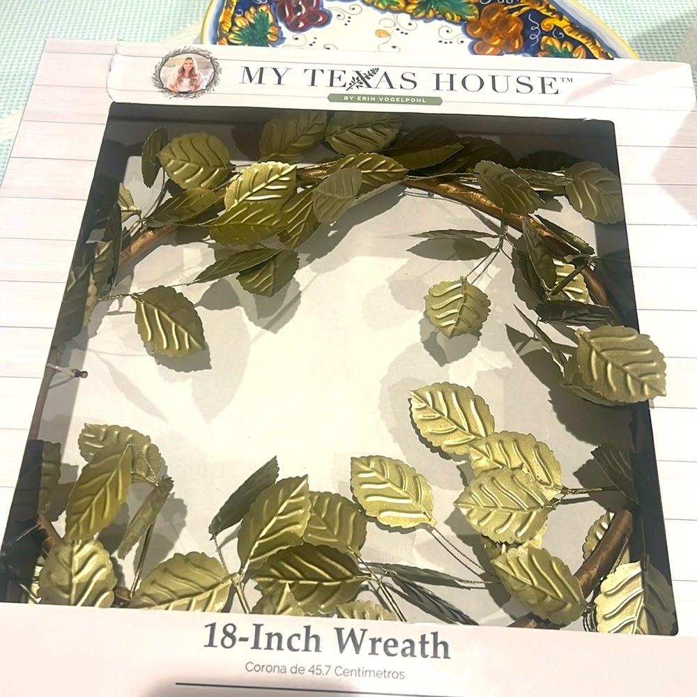 My Texas House Gold Leaf Wreath 18"